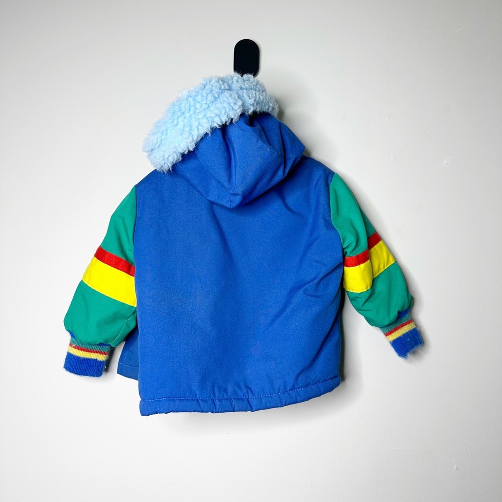 Weather Tamer Jacket Kids 2T Blue Good Vintage Colorblock Sherpa Lined USA Made - Picture 3 of 6